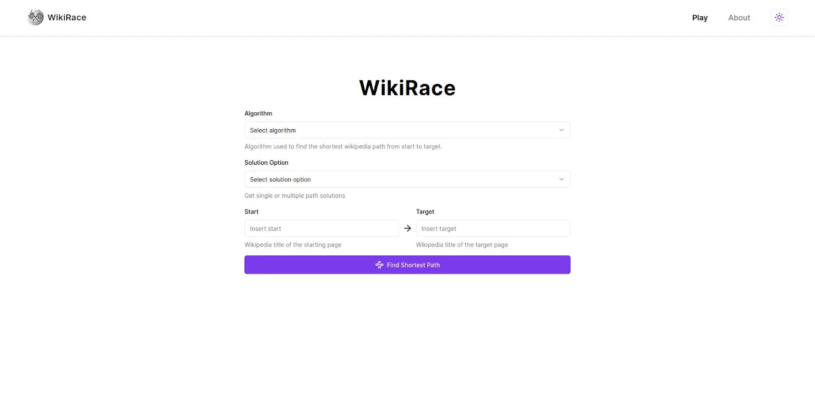 WikiRace Solver Page