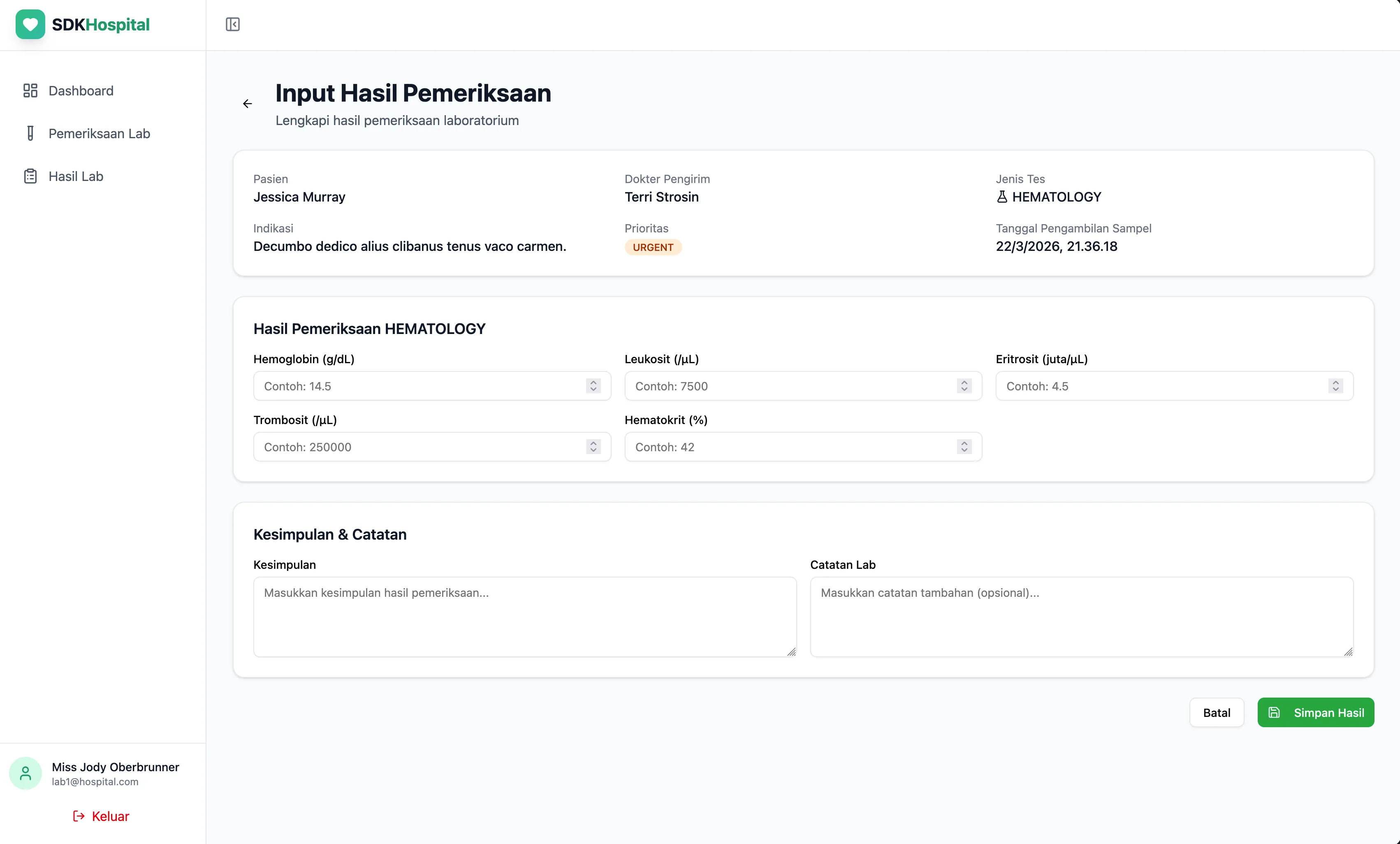 Laboratory queue status workflow