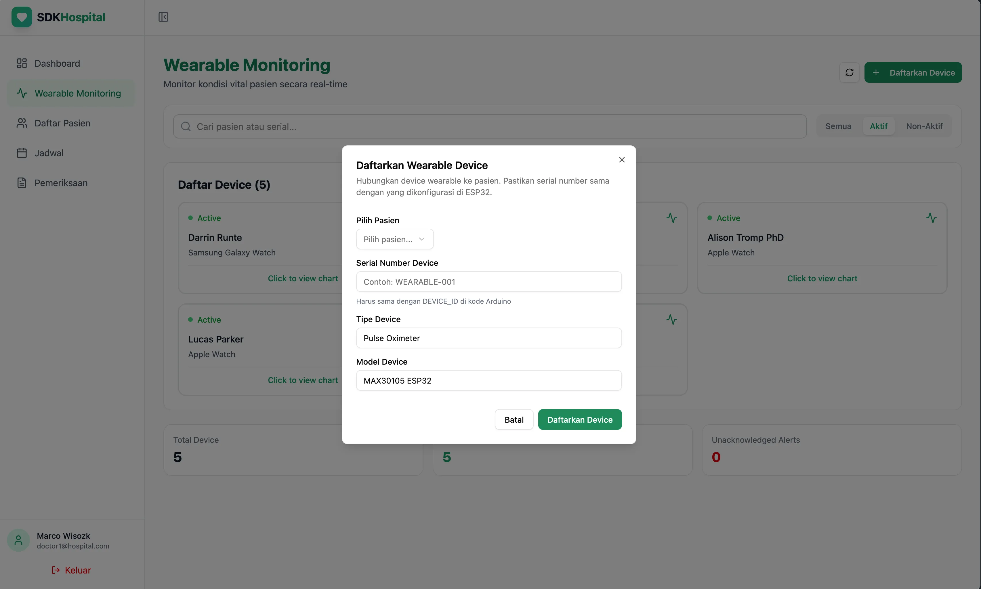 Doctor schedule management page