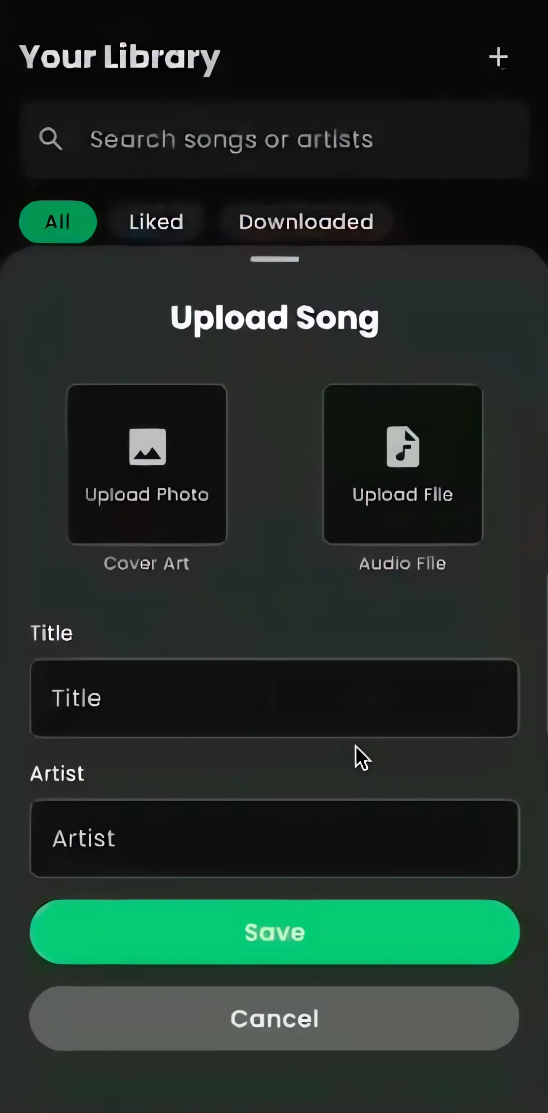 Upload Song Local Screen