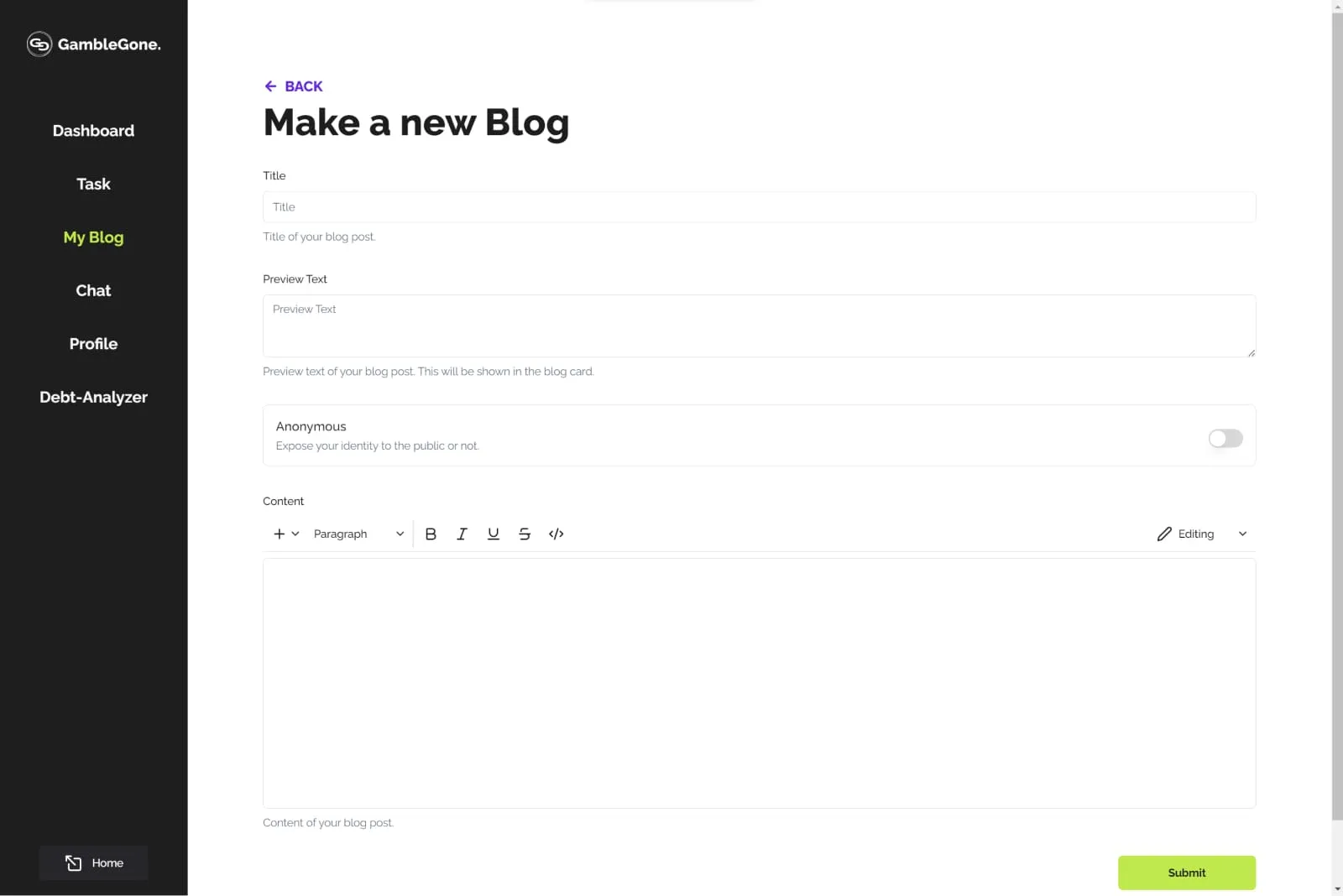 Create Blog Page