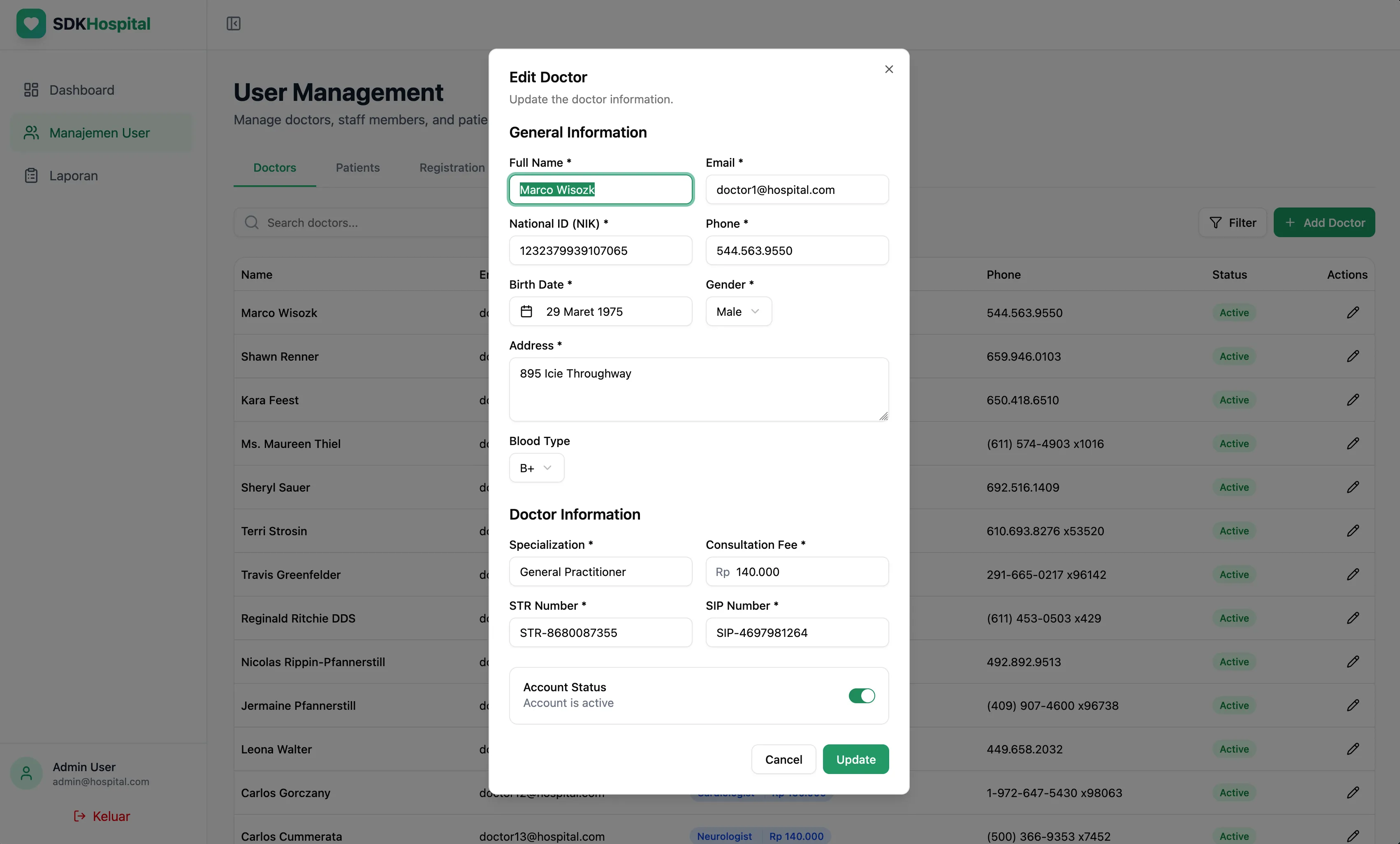 User management for patient accounts