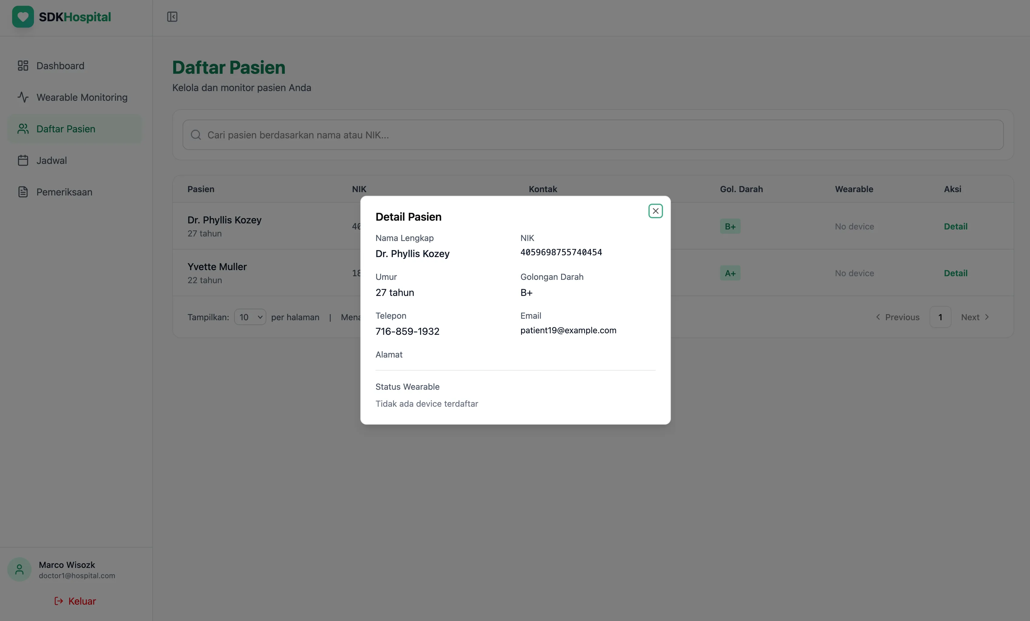Doctor lab request modal
