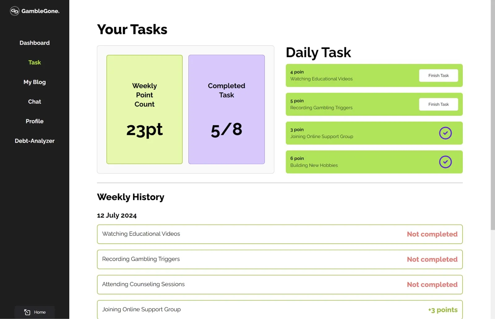 Daily Task Page