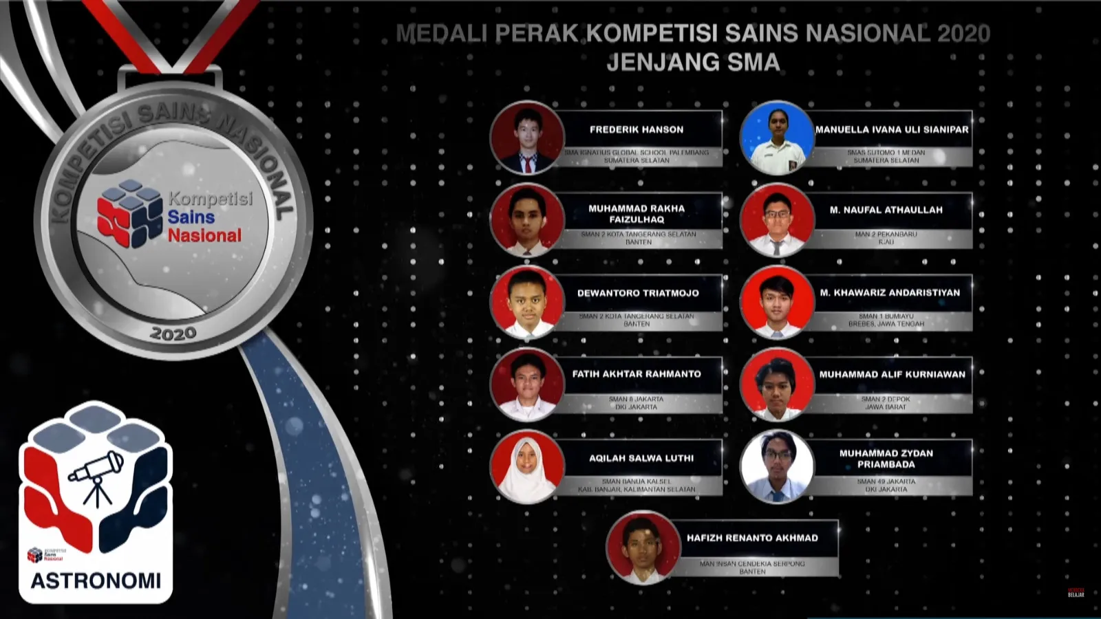 KSN 2020 Astronomy Silver Result (Credit to Puspresnas)