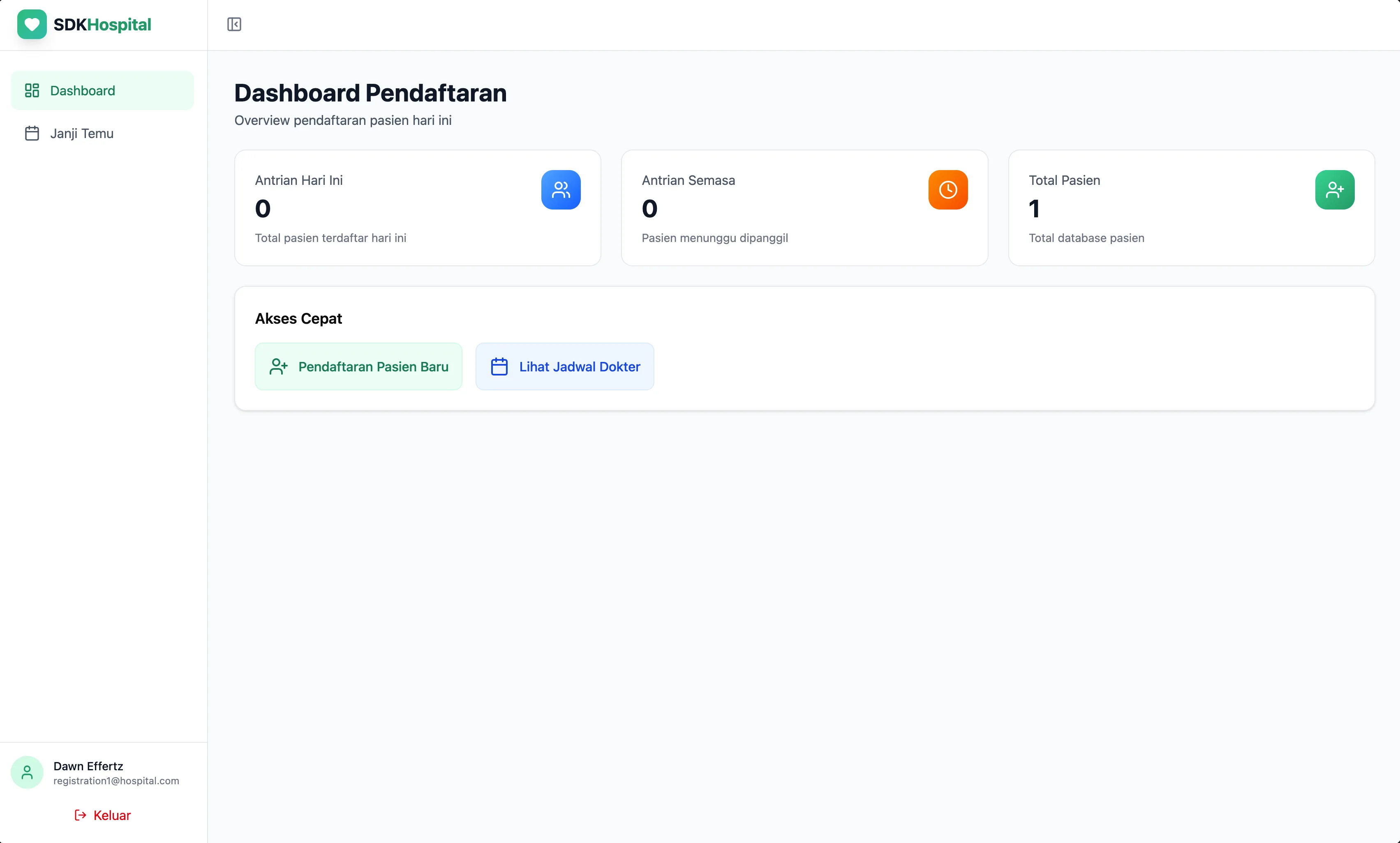Registration staff dashboard